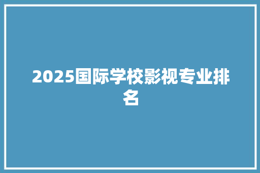 2025国际学校影视专业排名