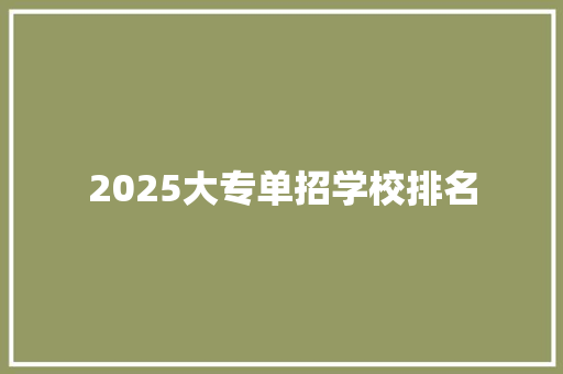 2025大专单招学校排名