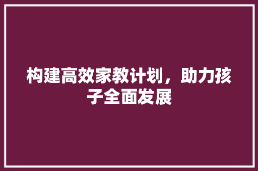 构建高效家教计划，助力孩子全面发展