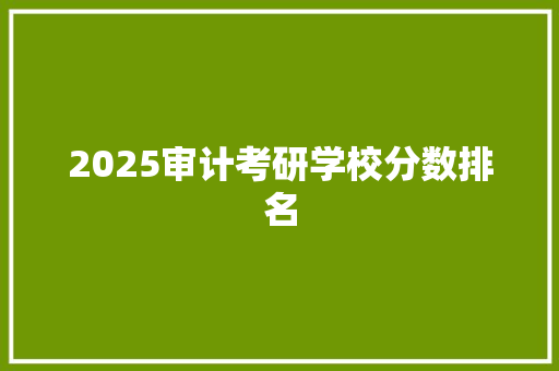2025审计考研学校分数排名