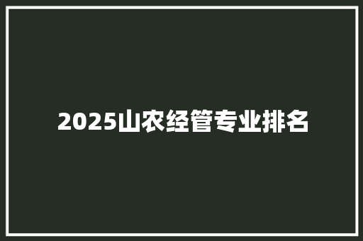 2025山农经管专业排名