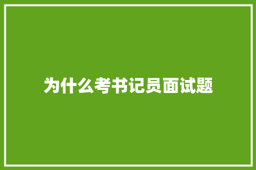 为什么考书记员面试题