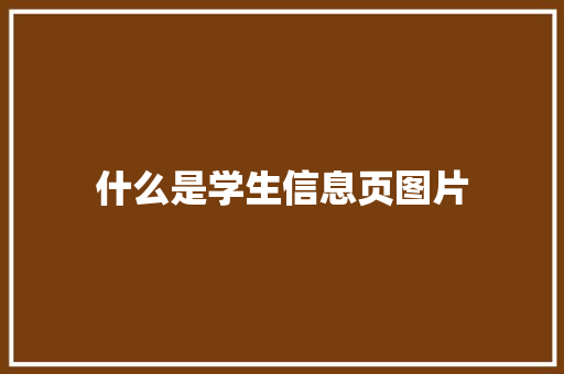 什么是学生信息页图片 采访稿