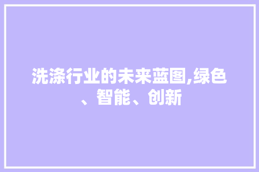 洗涤行业的未来蓝图,绿色、智能、创新