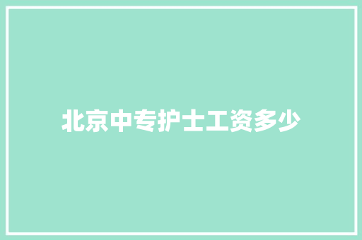 北京中专护士工资多少