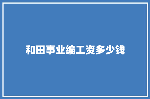 和田事业编工资多少钱