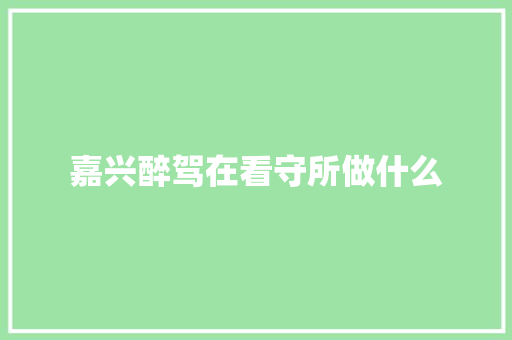 嘉兴醉驾在看守所做什么