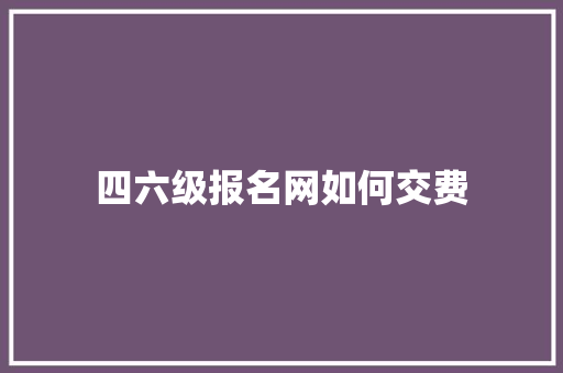 四六级报名网如何交费 工作总结