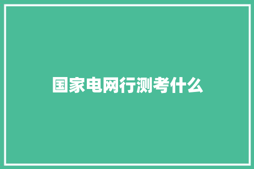 国家电网行测考什么 工作报告