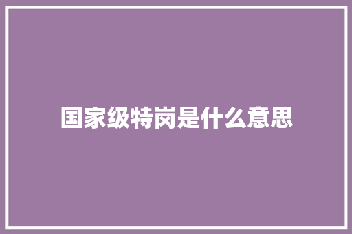 国家级特岗是什么意思