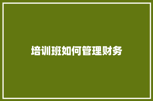 培训班如何管理财务