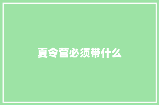 夏令营必须带什么