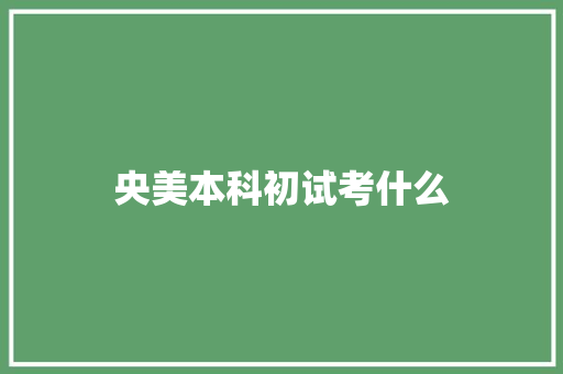 央美本科初试考什么