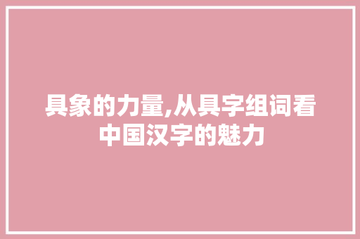 具象的力量,从具字组词看中国汉字的魅力