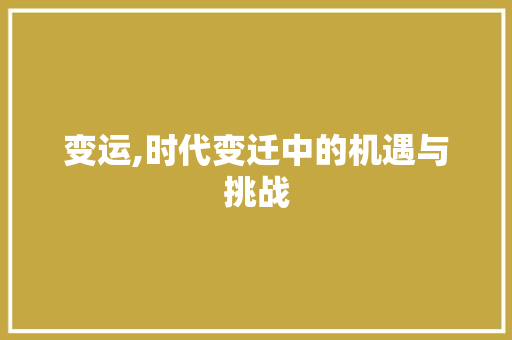变运,时代变迁中的机遇与挑战