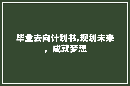 毕业去向计划书,规划未来，成就梦想