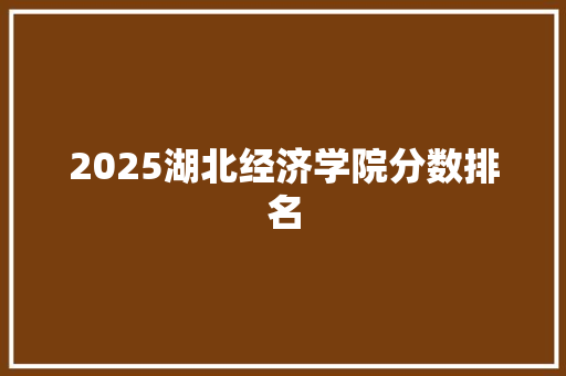 2025湖北经济学院分数排名