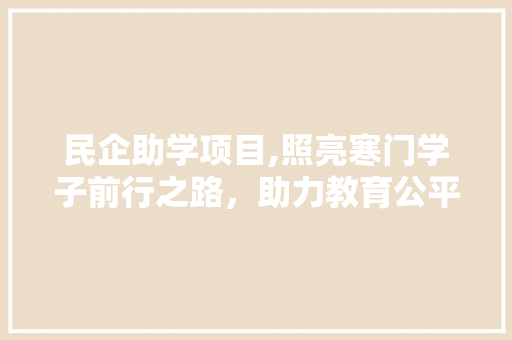 民企助学项目,照亮寒门学子前行之路，助力教育公平新篇章