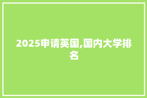 2025申请英国,国内大学排名