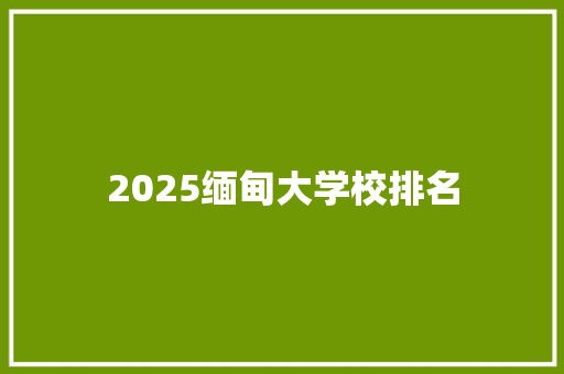 2025缅甸大学校排名