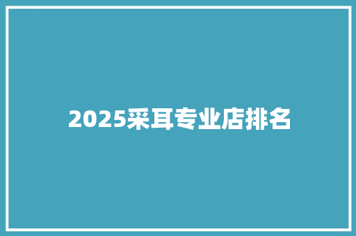2025采耳专业店排名 生活随笔