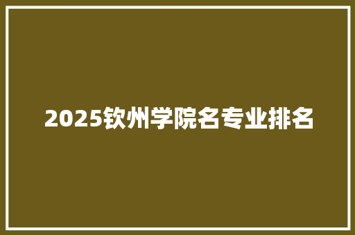 2025钦州学院名专业排名