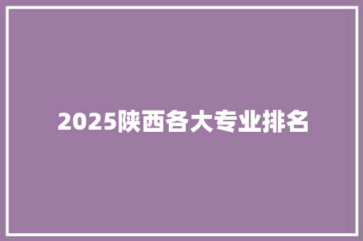 2025陕西各大专业排名