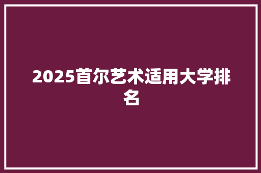 2025首尔艺术适用大学排名