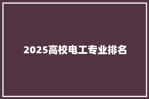 2025高校电工专业排名