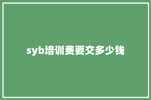 syb培训费要交多少钱