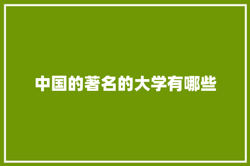 中国的著名的大学有哪些