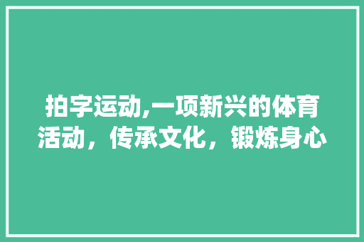 拍字运动,一项新兴的体育活动，传承文化，锻炼身心_拍字组词体育活动