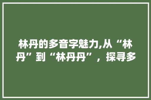 林丹的多音字魅力,从“林丹”到“林丹丹”，探寻多音字的独特魅力_林丹的当多音字组词