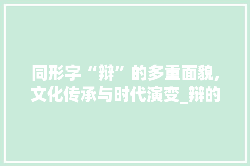 同形字“辩”的多重面貌,文化传承与时代演变_辩的同形字组词
