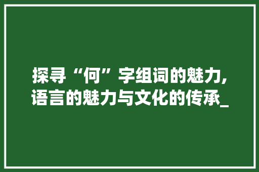 探寻“何”字组词的魅力,语言的魅力与文化的传承_何字组词怎么打的