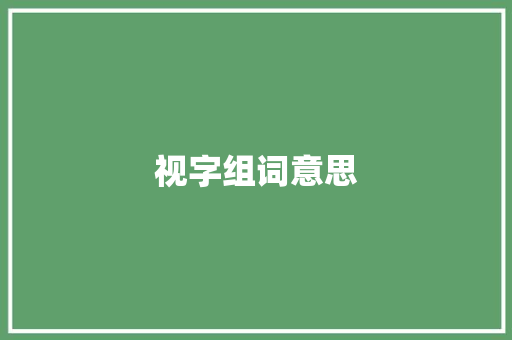 视字组词意思