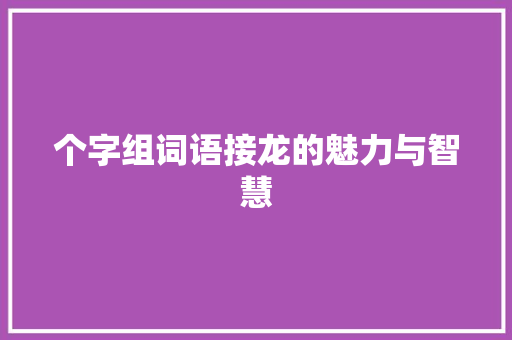 个字组词语接龙的魅力与智慧