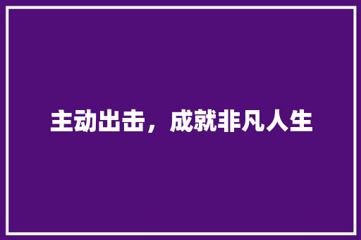 主动出击，成就非凡人生