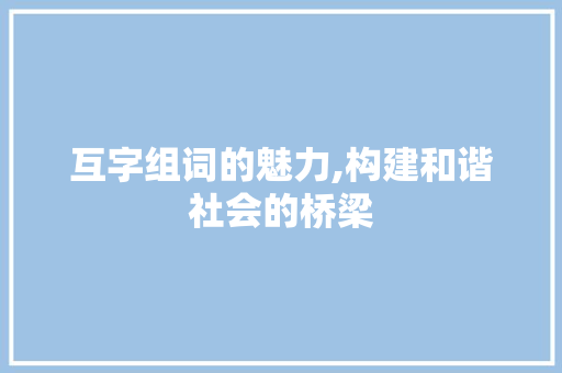 互字组词的魅力,构建和谐社会的桥梁
