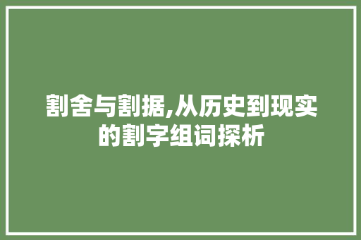 割舍与割据,从历史到现实的割字组词探析