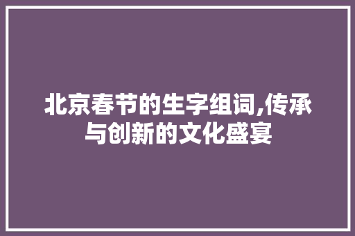 北京春节的生字组词,传承与创新的文化盛宴