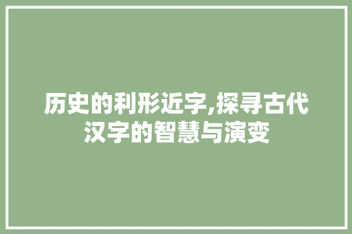 历史的利形近字,探寻古代汉字的智慧与演变