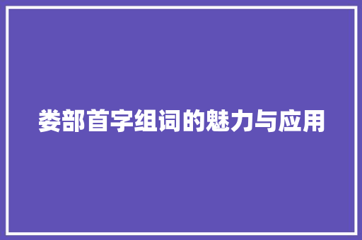 娄部首字组词的魅力与应用