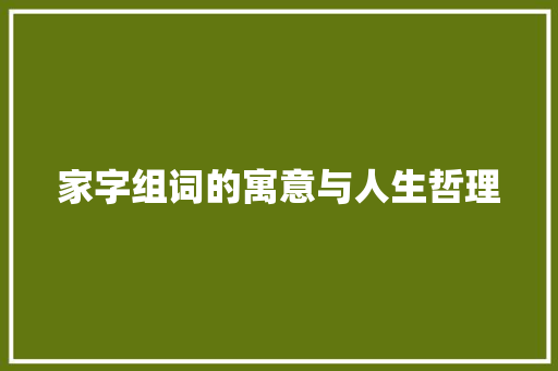 家字组词的寓意与人生哲理