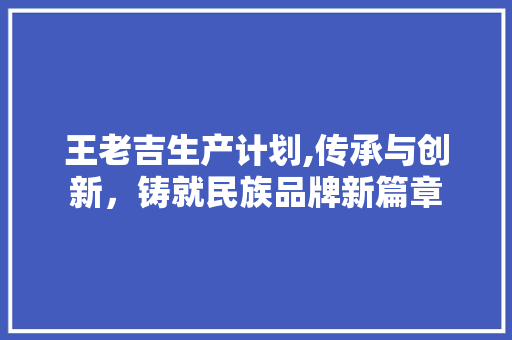 王老吉生产计划,传承与创新，铸就民族品牌新篇章