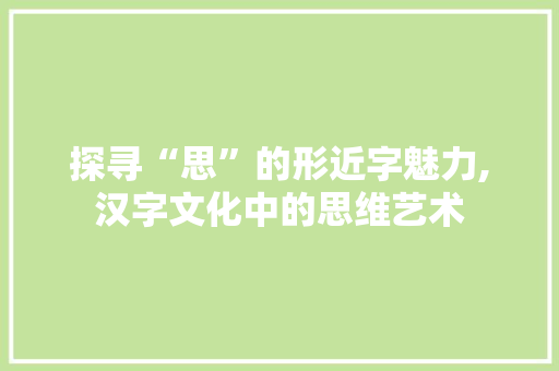 探寻“思”的形近字魅力,汉字文化中的思维艺术