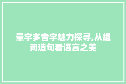 晕字多音字魅力探寻,从组词造句看语言之美 特写稿