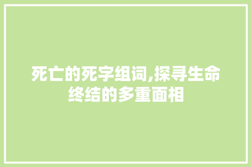 死亡的死字组词,探寻生命终结的多重面相