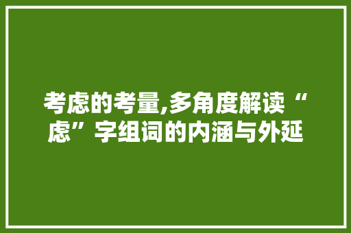 考虑的考量,多角度解读“虑”字组词的内涵与外延