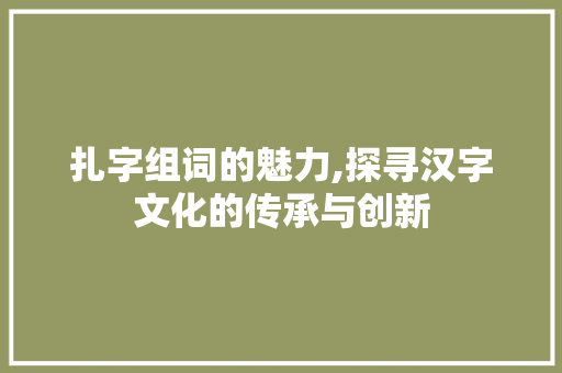 扎字组词的魅力,探寻汉字文化的传承与创新
